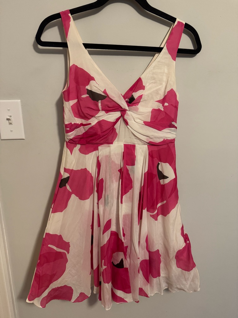 Alice + Olivia Pink Floral Cocktail Dress W Silk Lining And Pockets